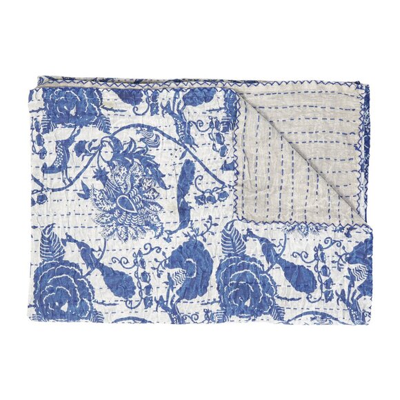 Taj Hotel Home Decor Kantha Cotton Throw | 1-Piece | Multicolor | 50"x70" - Picture 1 of 3